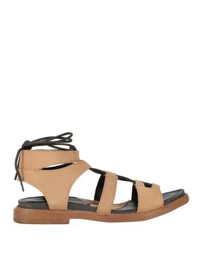Fabbrica Dei Colli Woman Sandals Camel Size 6 Leather In Brown