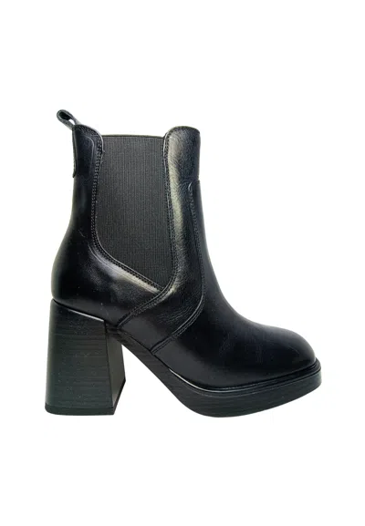 Fabbrica Dei Colli Women's Shoes  Leather Ankle Boots With Side Elastic Bands And Heel.