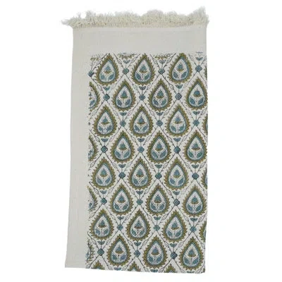 Fabdivine 100% Cotton Waffle Hand Towels Floral Hand Block Print 17x32 Soft, Absorbent, And Handcrafted To Per In Blue;green