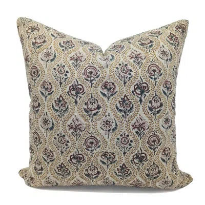 Fabdivine 100% Linen Lumbar Rectangular Pillow Cover In Green;red