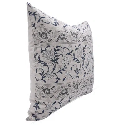 Fabdivine 100% Linen Throw Square Indoor/outdoor Pillow Cover In Blue