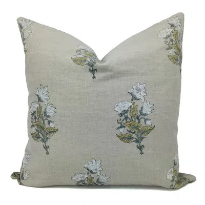 Fabdivine 100% Linen Throw Square Pillow Cover In White;yellow