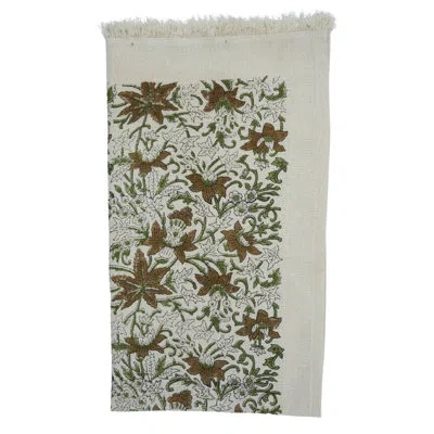 Fabdivine 100%cotton Floral Hand Block Print Waffle Hand Towels - Soft, Absorbent, And Handcrafted To Perfecti In Brown