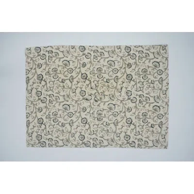 Fabdivine 13x19 Inch Cotton Table Mat – Classic Block Print For Elegant Dining, Himachal In Blue;gray