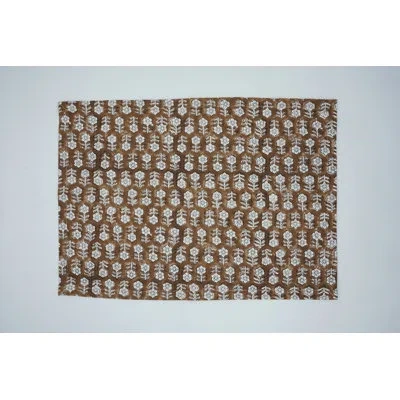 Fabdivine 13x19 Inch Elegant Table Mats  Perfect For Modern Dining & Kitchen Décor, Tulsi Buti In Brown