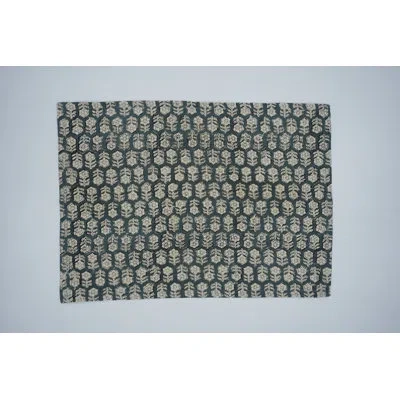 Fabdivine 13x19 Inch Elegant Table Mats  Perfect For Modern Dining & Kitchen Décor, Tulsi Buti In Dark Blue