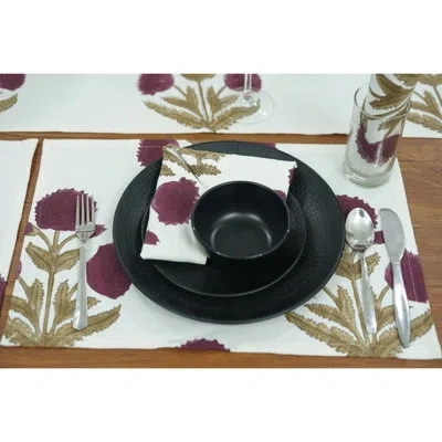 Fabdivine 13x19 Inch Handmade Block Print Placemat – Classic And Timeless Style, Badshah, Wine