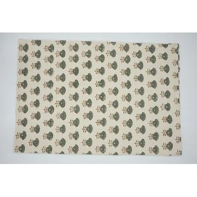 Fabdivine 13x19 Inch Hand-printed Cotton Placemat – Stylish Dining Accessory, Kohinoor, Gray