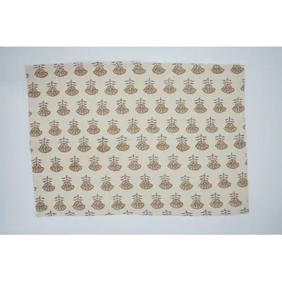 Fabdivine 13x19 Inch Traditional Block Print Placemat – Handmade And Unique, Kohinoor In Beige