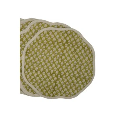 Fabdivine 15"chic Scalloped Table Mats - Pink City In Green