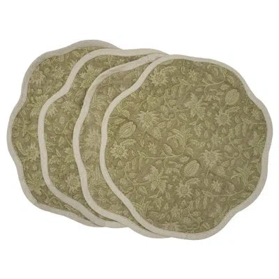 Fabdivine 15"coastal Scalloped Table Mats - Manikarnika In Green
