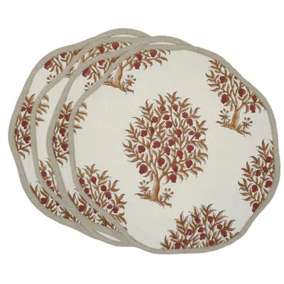 Fabdivine 15"delicate Edge Scalloped Placemats - Anar In Red