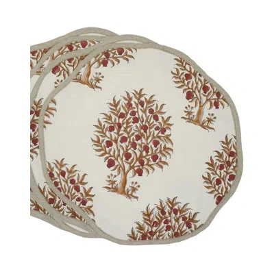 Fabdivine 15"delicate Edge Scalloped Placemats - Anar In Red