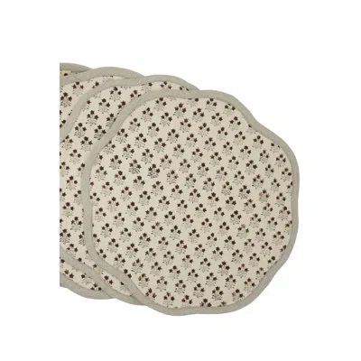 Fabdivine 15"floral Scalloped Placemats - Kesariya In Rust