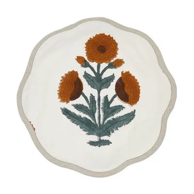 Fabdivine 15"scalloped Bliss Placemats - Badshah In Mustard