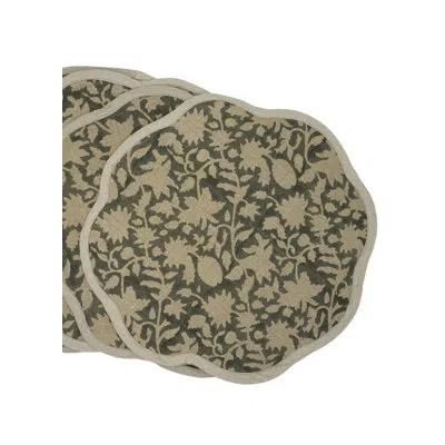 Fabdivine 15"scalloped Charm Dining Set - Manikarnika In Gray