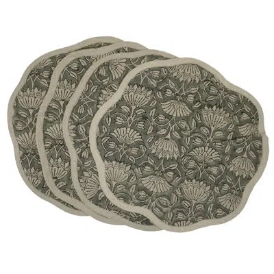 Fabdivine 15"scalloped Elegance Dining Set - Ulta Kamal In Gray