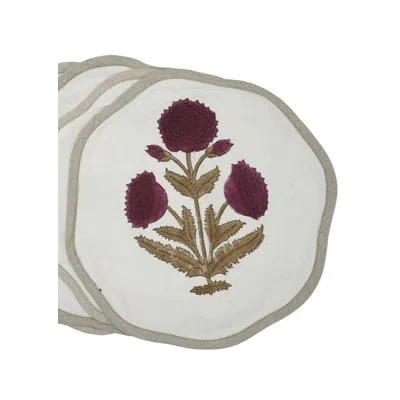 Fabdivine 15"timeless Scalloped Placemats - Badshah In Wine