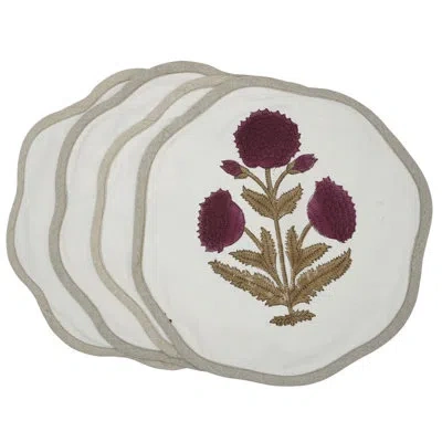 Fabdivine 15"timeless Scalloped Placemats - Badshah In Wine