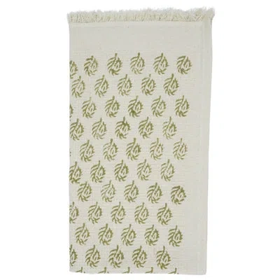 Fabdivine 17x32 100% Cotton Hand Block Print Waffle Floral Hand Towels - Add A Touch Of Tradition & Luxury To  In Green