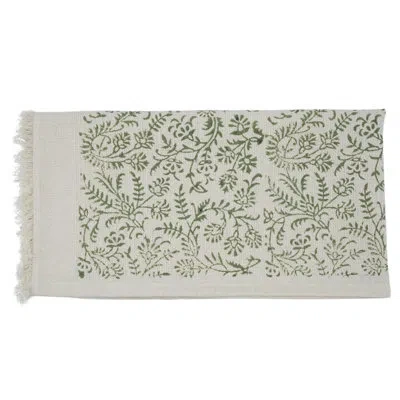 Fabdivine 17x32 Cotton Hand Block Print Waffle Floral Hand Towels - Eco-conscious, Beautifully Designed For Yo In Green