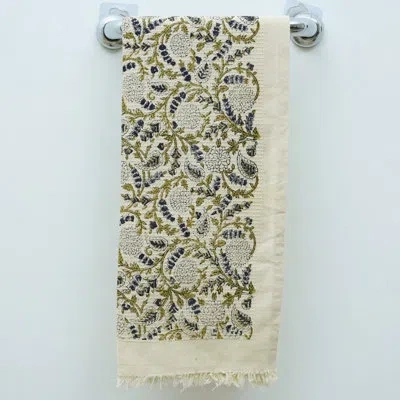 Fabdivine 17x32 Floral 100% Cotton Hand Block Print Waffle Towels - Perfect Gift For Friends & Family, Stylish In Blue;green