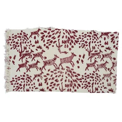 Fabdivine 17x32 Floral 100% Cotton Hand Block Print Waffle Towels - Perfect Gift For Friends & Family, Stylish In Red