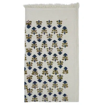 Fabdivine 17x32 Handcrafted Cotton Hand Block Print Waffle Floral Hand Towels - Premium Quality For Your Bathr In Dark Blue