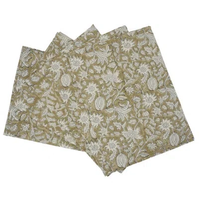 Fabdivine 18x18 Inch Block Print Table Napkin – Perfect For Formal And Casual Dining, Manikarnika, Light Brown