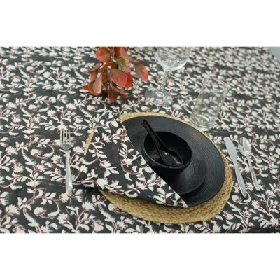 Fabdivine 18x18 Inch Boho Accent Table Napkin, Floral Print, (pushp Varsha, Black) {set Of 6}