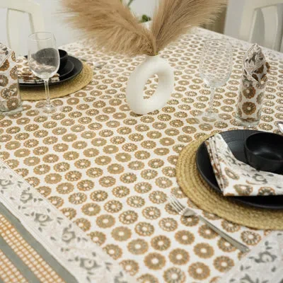 Fabdivine 18x18 Inch Cotton Napkins Set – Eco-friendly & Elegant Table Décor, Bulbul In Almond Brown,gray