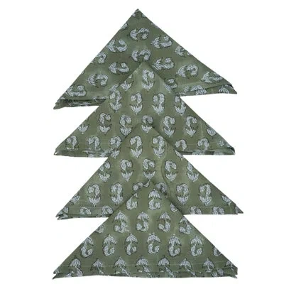 Fabdivine 18x18 Inch Cotton Napkins Set – Eco-friendly & Elegant Table Décor, Super Star, Green