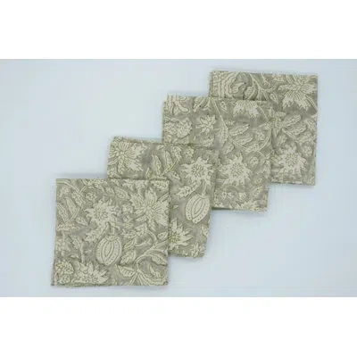 Fabdivine 18x18 Inch Decorative Block Ptint Napkins – Add Elegance To Your Table, Manikarika In Green