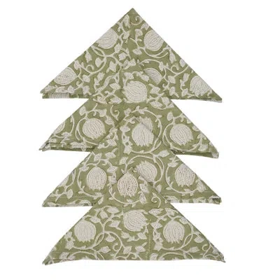 Fabdivine 18x18 Inch Festive Napkins – Celebrate In Style With Premium Quality, 6 Kamal, Green