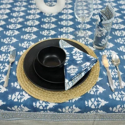 Fabdivine 18x18 Inch Festive Napkins, Celebrate In Style With Premium Quality, Mor Mukut In Blue