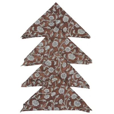 Fabdivine 18x18 Inch Handcrafted Print Napkin - Durable Perfect For Special Dining Moments, Himachal, Brown