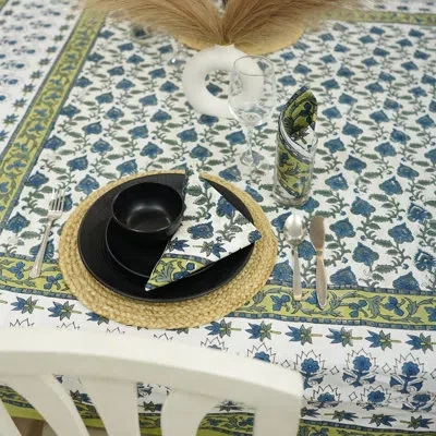 Fabdivine 18x18 Inch Luxury Dinner Napkins – Elevate Your Dining Experience, Madhubala In Blue