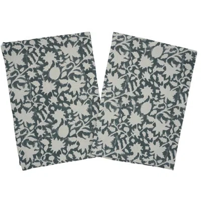 Fabdivine 18x18 Inch Premium Cotton Napkin - Handcrafted Block Print For Dining, Manikarnika, Gray