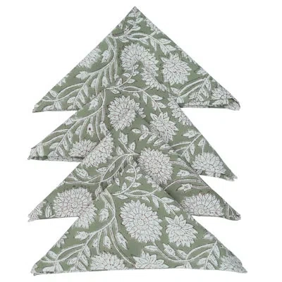 Fabdivine 18x18 Inch Table Napkin With Block Print – Perfect For All Occasions, Rajat, Green