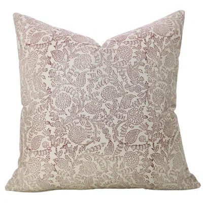 Fabdivine Accent Decorative Cotton Satin White Pillowcase, (gopi, Maroon) Set Of 4 In Cream