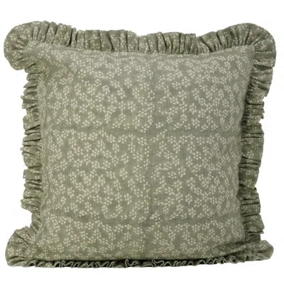 Fabdivine Accent Decorative Thick Linen Frill Pillowcase Cushion, Throw (ola Vrishti, Light Green)