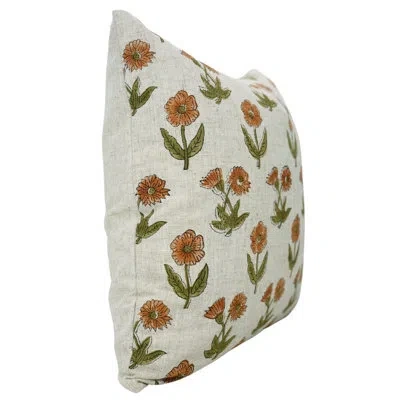 Fabdivine Accent Decorative Thick Linen Pillowcase Cushion, Throw (kirti) In Orange