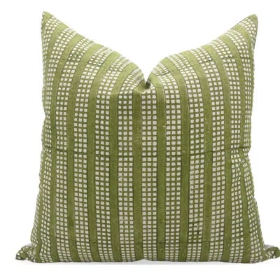 Fabdivine Ahrens 100% Linen Throw Square Indoor/outdoor Pillow Cover In Green