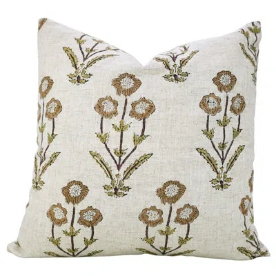 Fabdivine Artisan Block Print Linen Throw Pillow Cover For Home Décor, Amitabh, In Brown