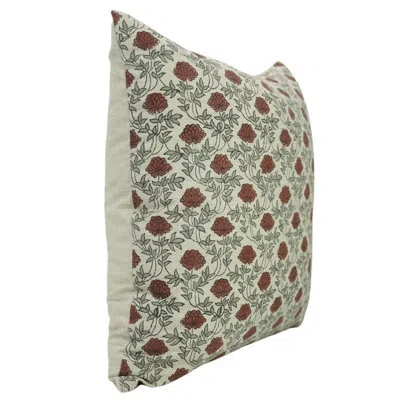 Fabdivine Artisan Floral Block Print Cushion Cover Boho Style Decorative Pillowcase For Living Room & Bedroom In Gray,red Floral