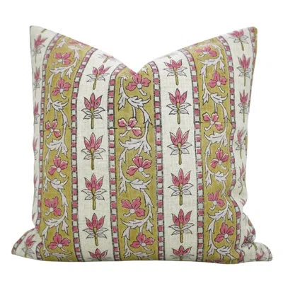 Fabdivine Artisan Pillow Cover – Handmade Block Print For Elegant Home Décor, Laxmi, Pink