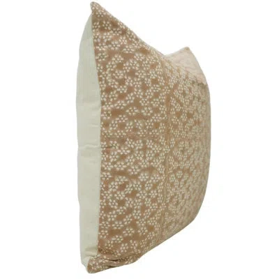 Fabdivine Artistic Handmade Pillow Cover Â€“ Elegant Linen Accent, Saat Samundar,brown In Light Brown Floral,block Print