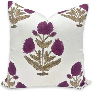 Fabdivine Badsha Floral Cotton Indoor/outdoor Pillow Cover In Purple