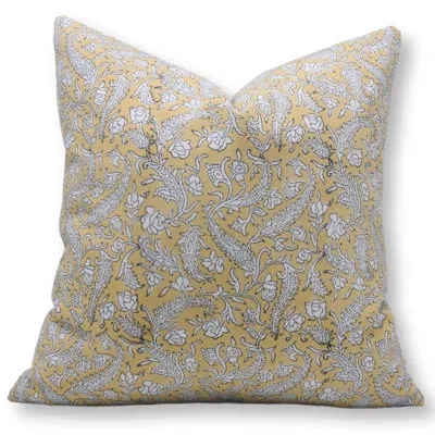 Fabdivine Black Forest Floral Cotton Indoor/outdoor Pillow Cover In Yellow