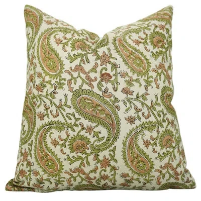 Fabdivine Block Print Cotton Linen Throw Pillow Covers, Handmade (kiara, Green)